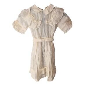 Vintage Edwardian Style Sheer White Ruffle Mini Dress Whimsigoth Cottagecore